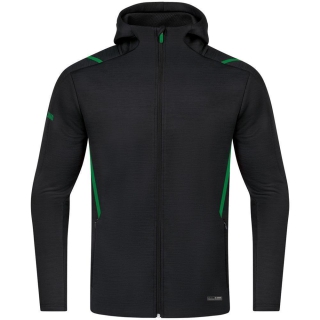 Leisure jacket Challenge with hood black melange/sport green 38