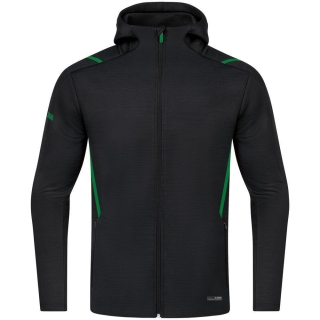 Leisure jacket Challenge with hood black melange/sport green L