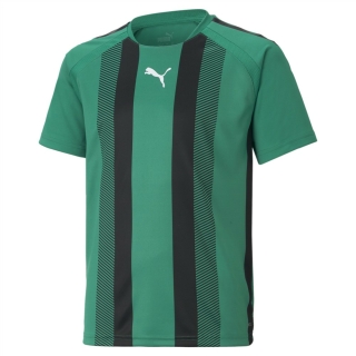 teamLIGA Striped Jersey Jr Pepper Green-Puma Black-Puma White