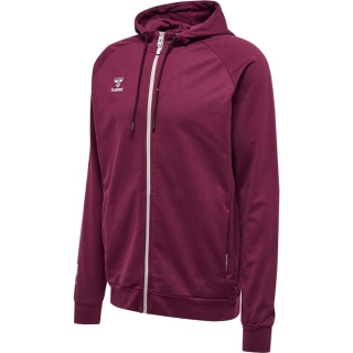 hmlMOVE GRID COTTON ZIP HOODIE GRAPE WINE