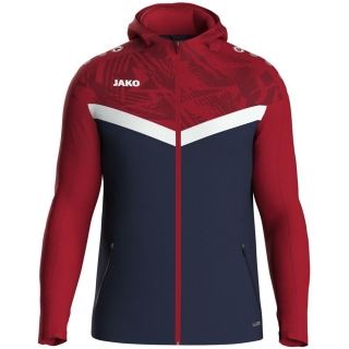 Hooded jacket Iconic  seablue/chili red 152